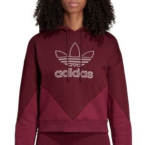 ADIDAS Maroon Cropped Hoodie